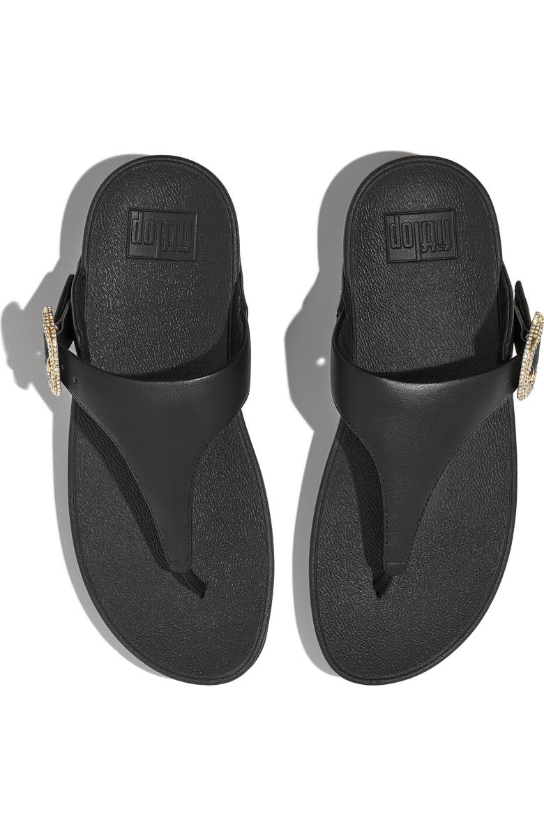 FitFlop Lulu Crystal Buckle Platform Flip Flop, Alternate, color, Black