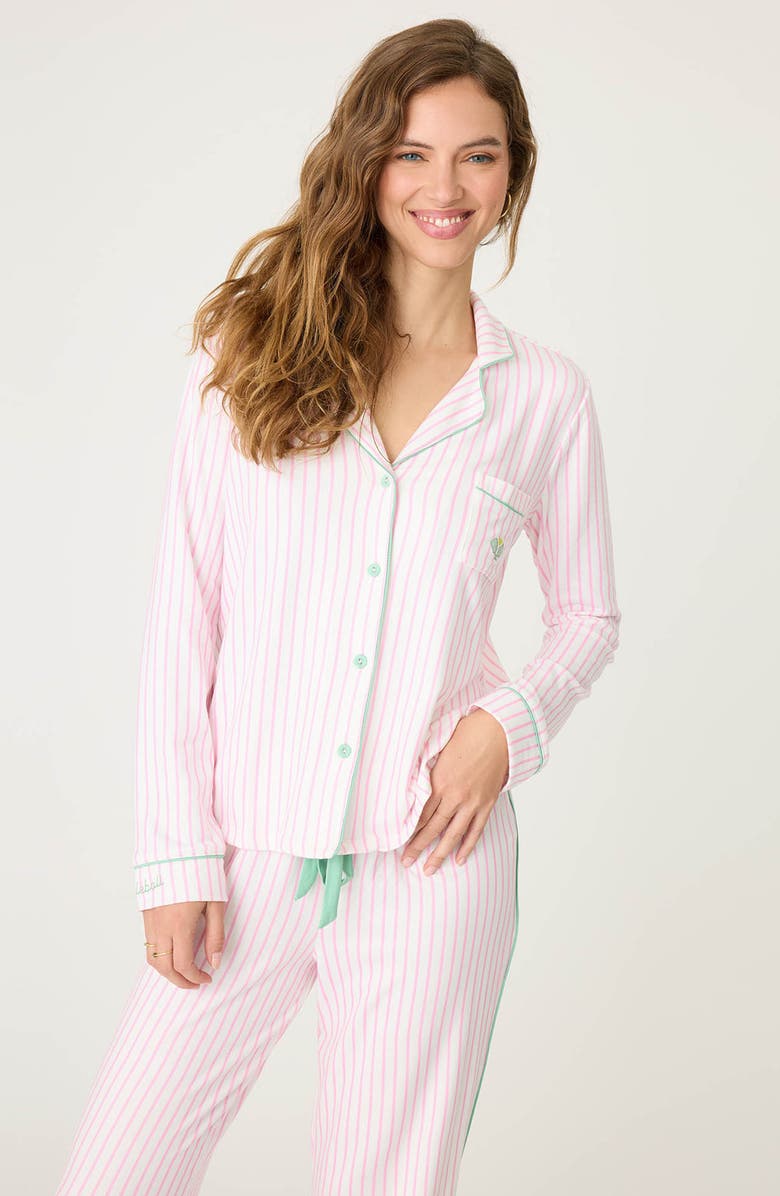 PJ Salvage Happiest On the Court Stripe Pajama Set, Alternate, color, 