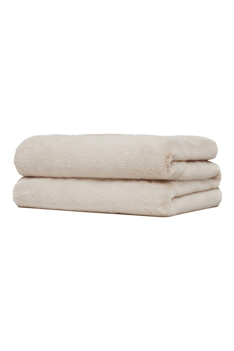 Brady Faux Fur Throw Blanket, Main, color, LATTE
