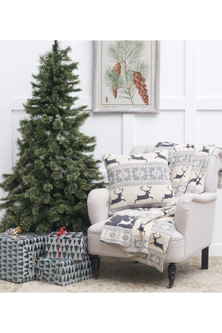 Deer Decorative Throw Pillows, Alternate, color, Grey