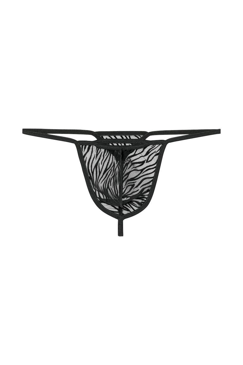 WOH Personal Allure Tiger Print G-String, Main, color, Black