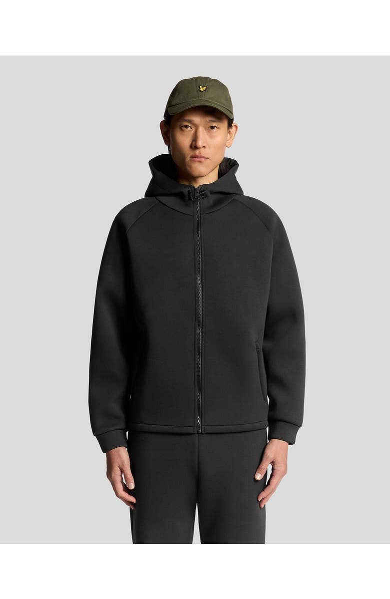 Lyle & Scott Neoprene Zip Through Hoodie, Main, color, Jet Black