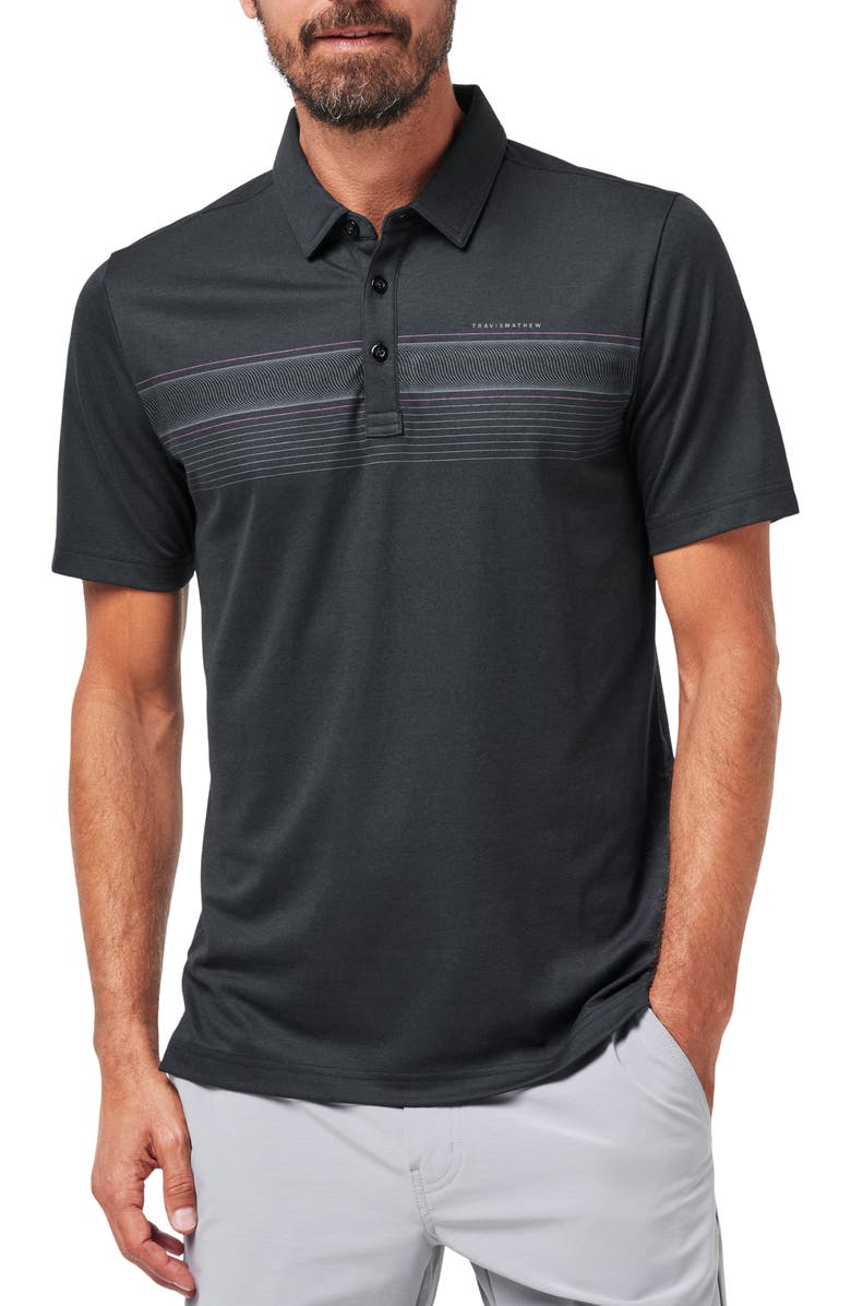 TravisMathew State of the Art 2.0 Chest Stripe Polo, Main, color, Black