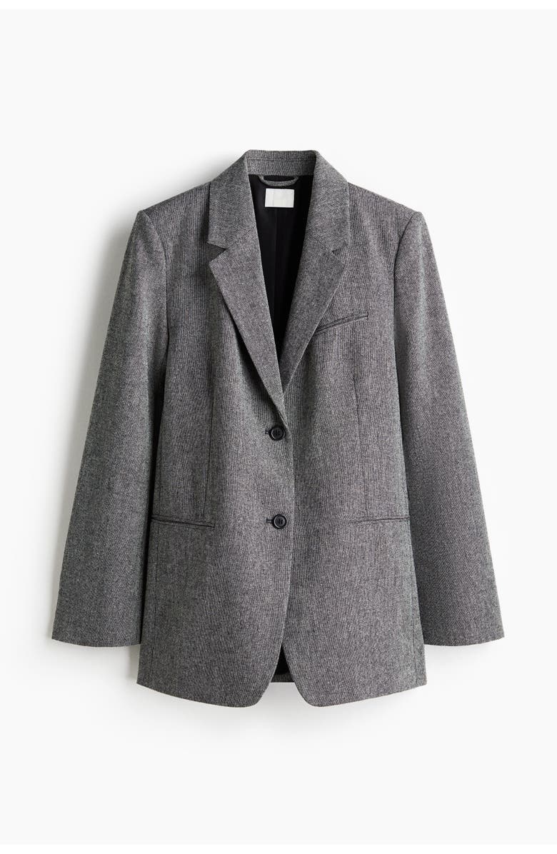 H&M Long Blazer, Main, color, Gray Melange
