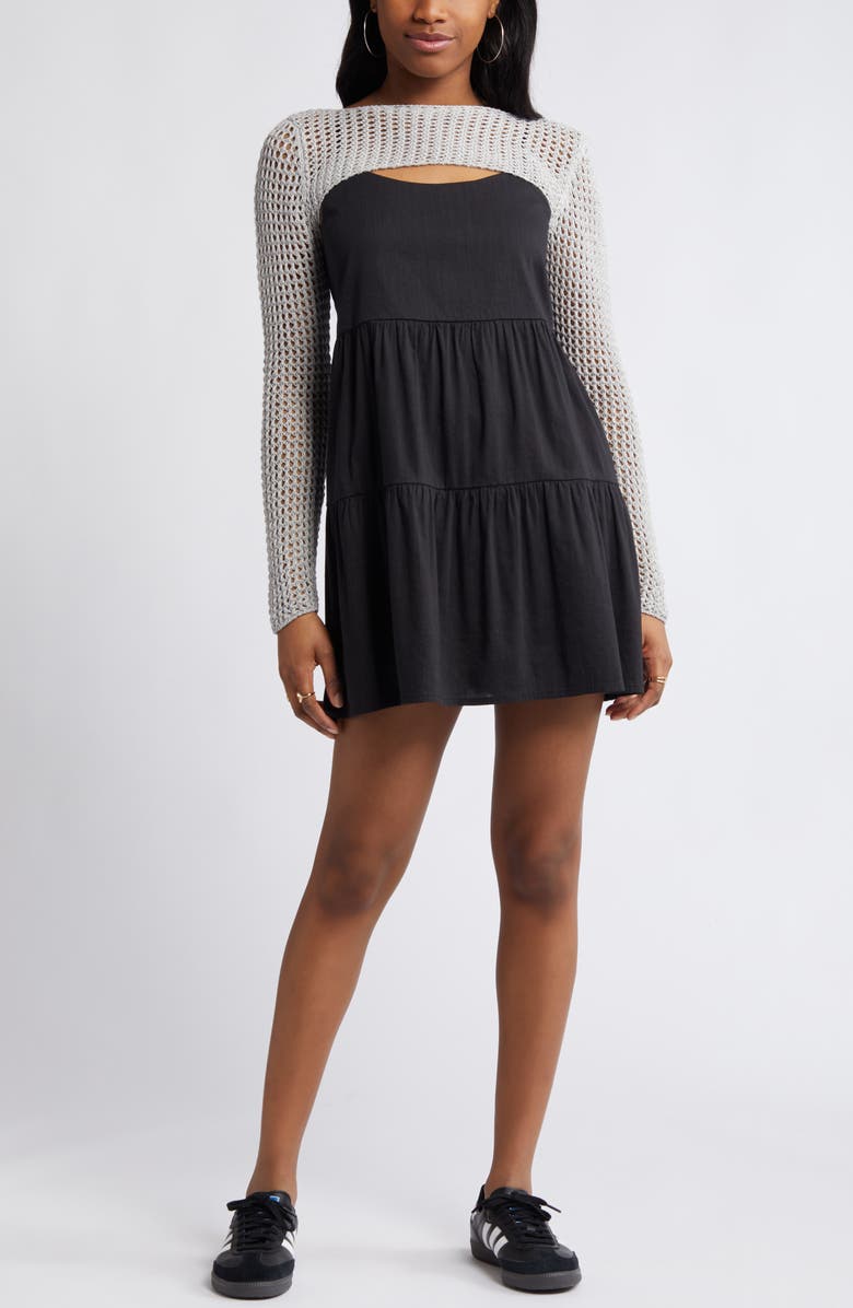 BP. Tiered Cotton Mini Sundress, Alternate, color, 