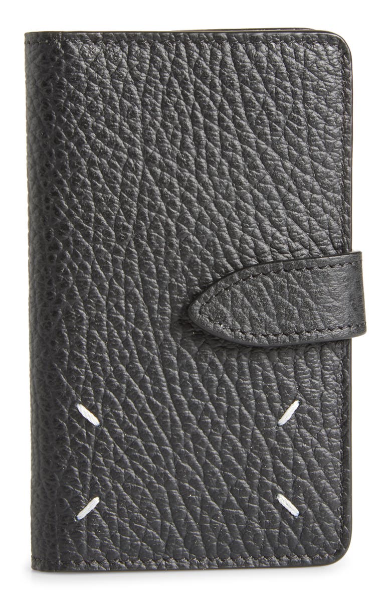 Maison Margiela Calfskin Leather Snap Wallet, Main, color, Black
