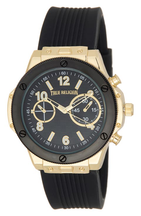 Mixed Index Silicone Strap Analog Watch