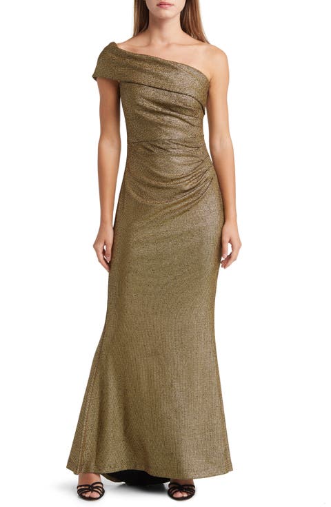 One-Shoulder Glitter Mermaid Gown