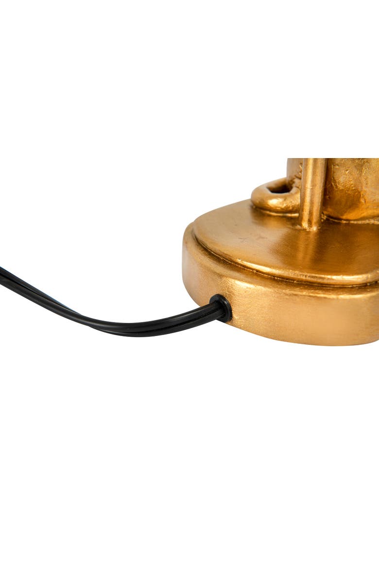 Resin Lion Table Lamp with Black Linen Shade, Gold Finish, Alternate, color, Gold