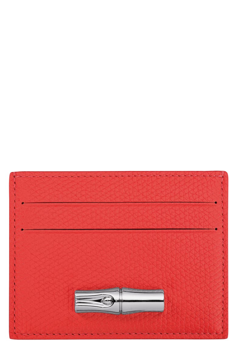 Le Roseau Leather Card Holder, Main, color, VERMILION