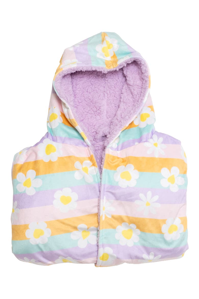 Kids' Reversible Daisies Hooded Robe, Alternate, color, ORCHID BOUQUET