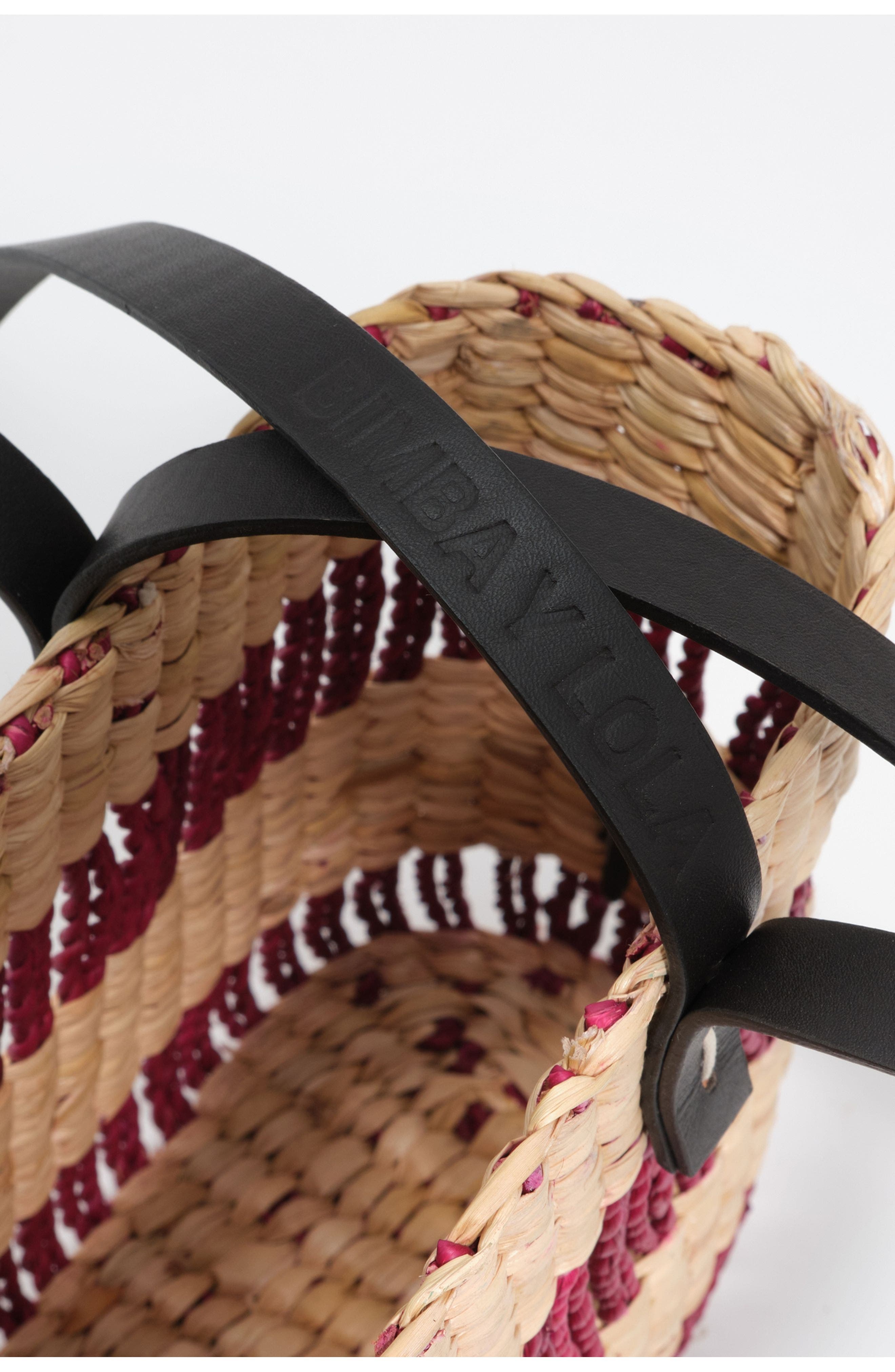Small Raffia Basket Bag, Alternate, color, BURGUNDY