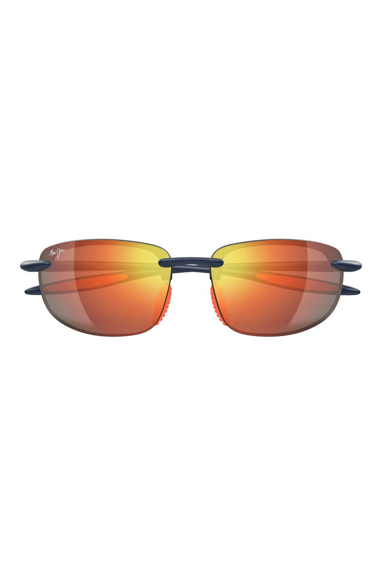 Hookipa Ultra 63mm PolarizedPlus2® Oval Sunglasses, Main, color, DARK BLUE / ORANGE