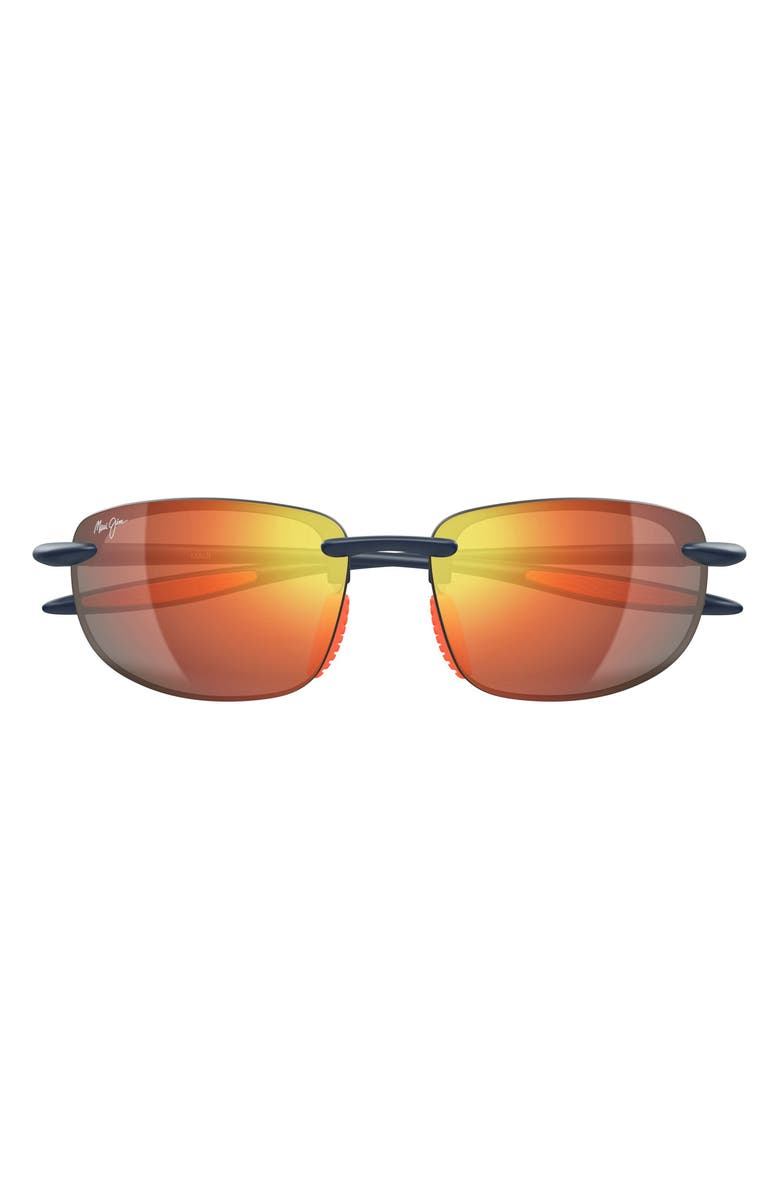 Maui Jim Hookipa Ultra 63mm PolarizedPlus2<sup>®</sup> Oval Sunglasses, Main, color, Dark Blue / Orange