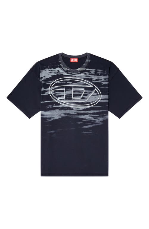 Diesel Cotton T-shirt With Oval D Print In Blue