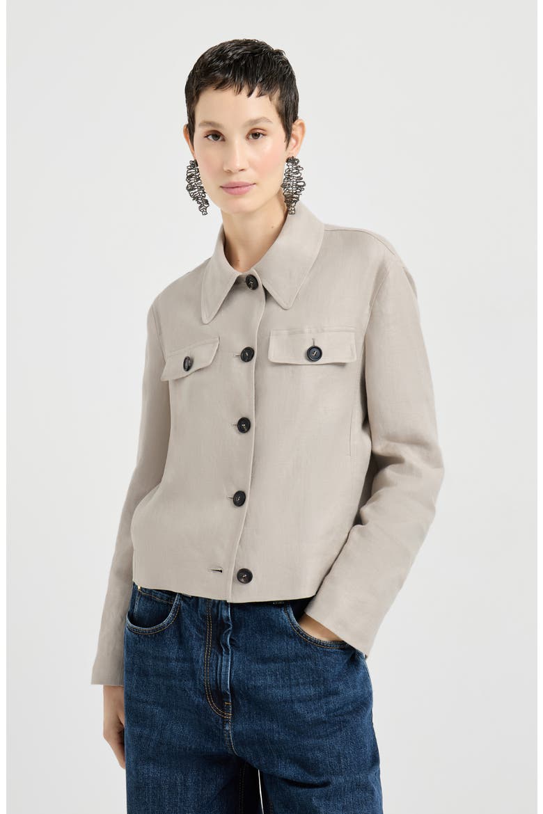 Linen diagonal jacket, Main, color, Beige
