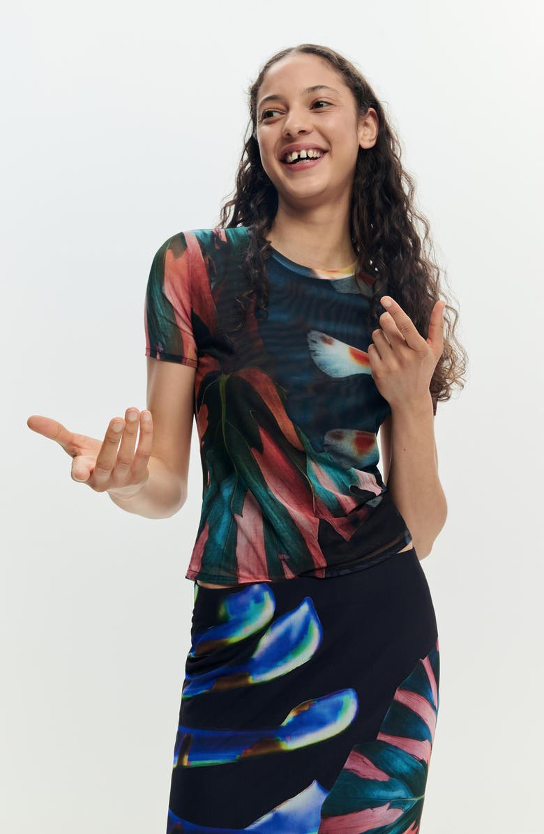 Desigual Lacroix Print T-Shirt, Alternate, color, Blue Multi