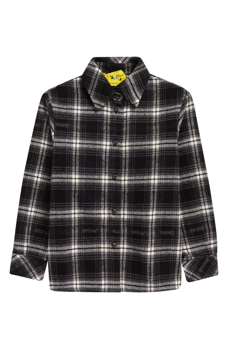 Off-White Kids' Arrow Logo Plaid Flannel Shirt, Main, color, 