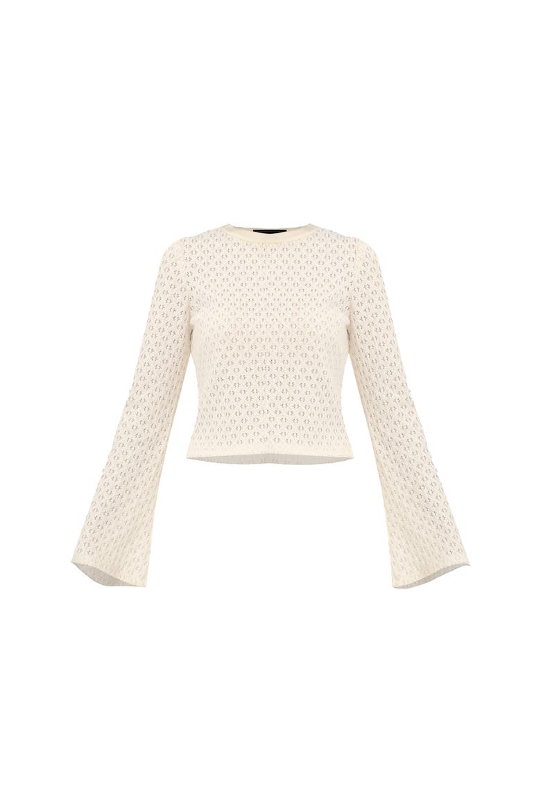Textured Knit Top with Flared Sleeves, Alternate, color, Natural