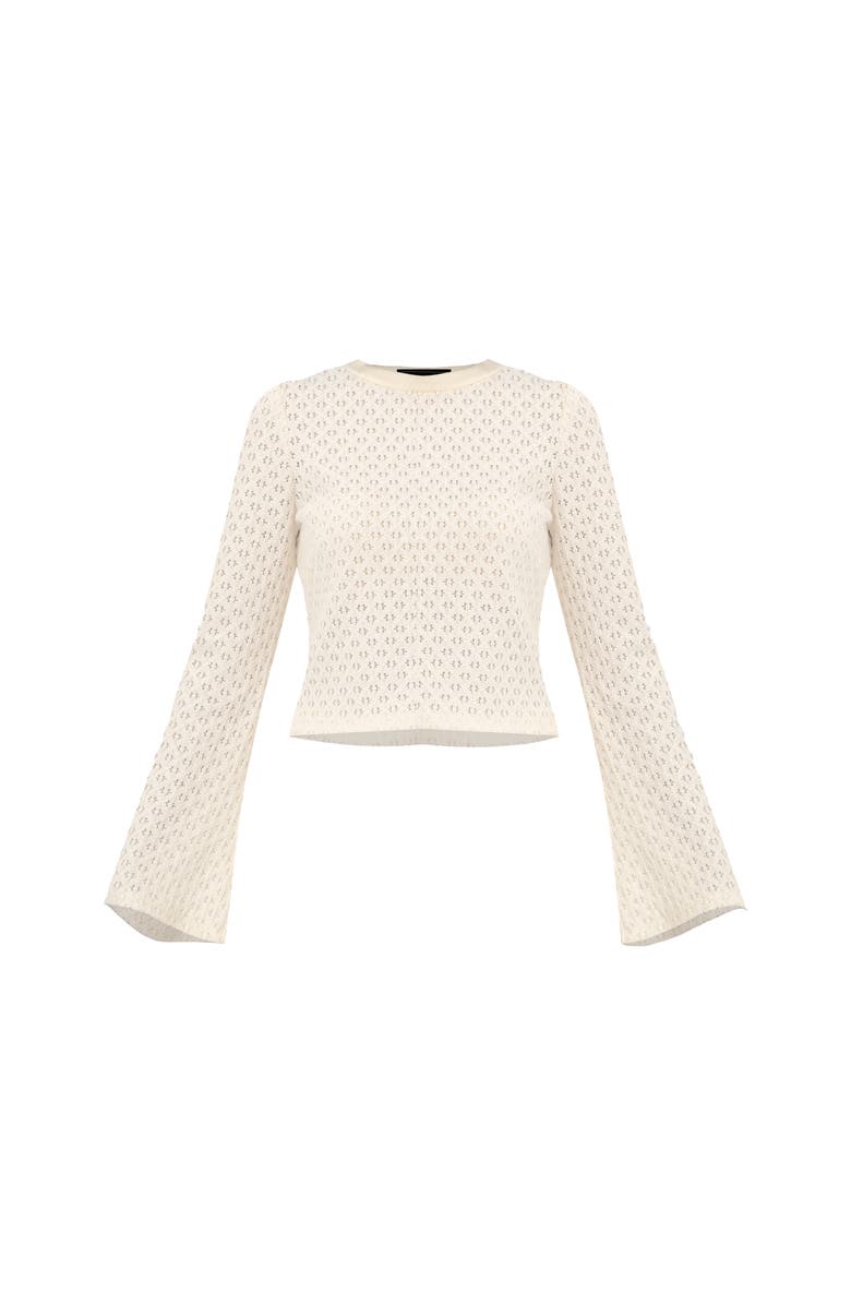 IVONNE Textured Knit Top with Flared Sleeves, Alternate, color, Natural