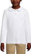 Lands' End Girls Long Sleeve Ruffled Peter Pan Collar Knit Shirt