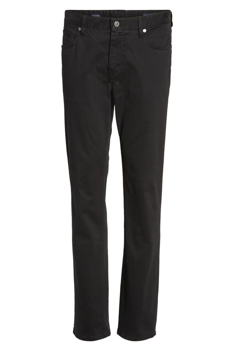 Brushed Twill Slim Straight Leg Five-Pocket Pants, Alternate, color, BLACK