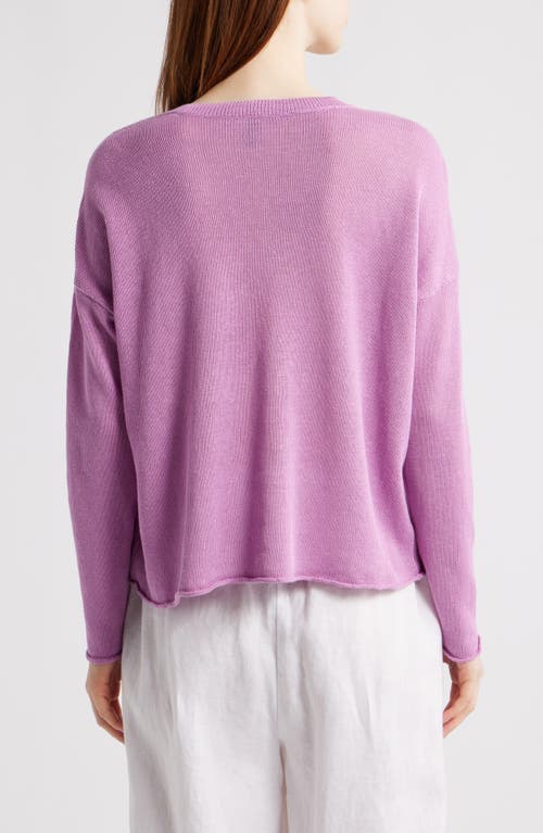 Eileen Fisher Crewneck Organic Linen & Organic Cotton Sweater In French Lilac