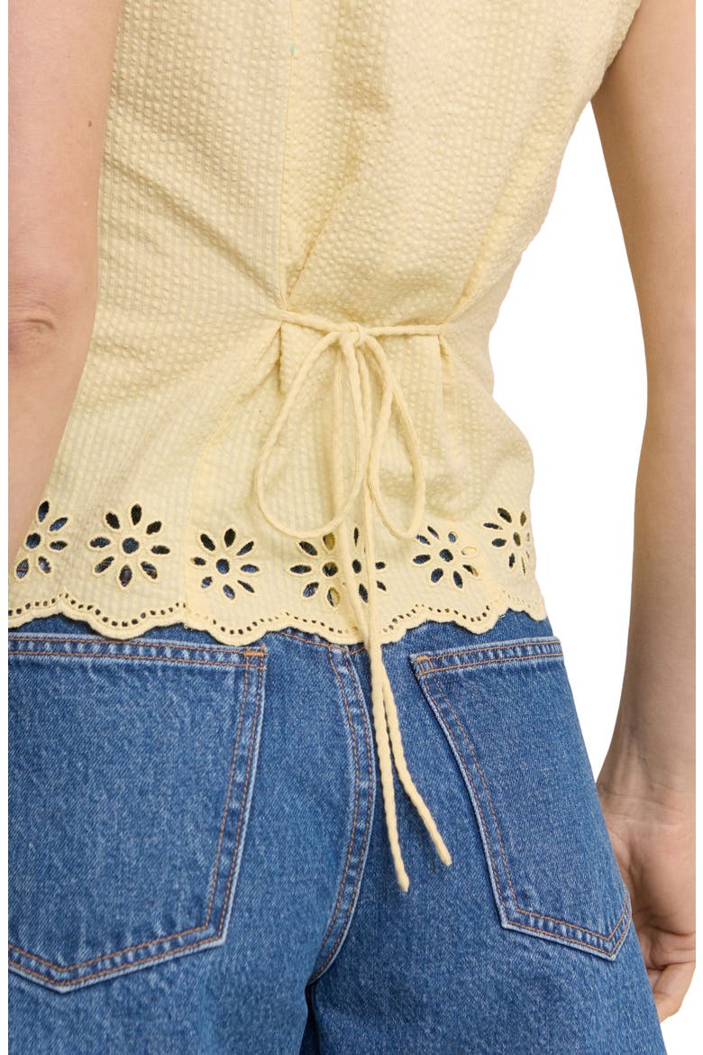Lindy Cotton Seersucker Eyelet Detail Vest, Alternate, color, YELLOW