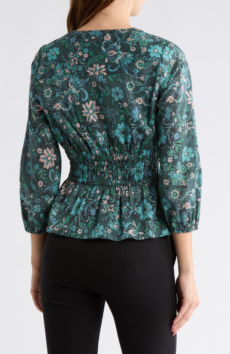 Derek Lam 10 Crosby Lilith Surplice V-Neck Top, Alternate, color, Teal Multi