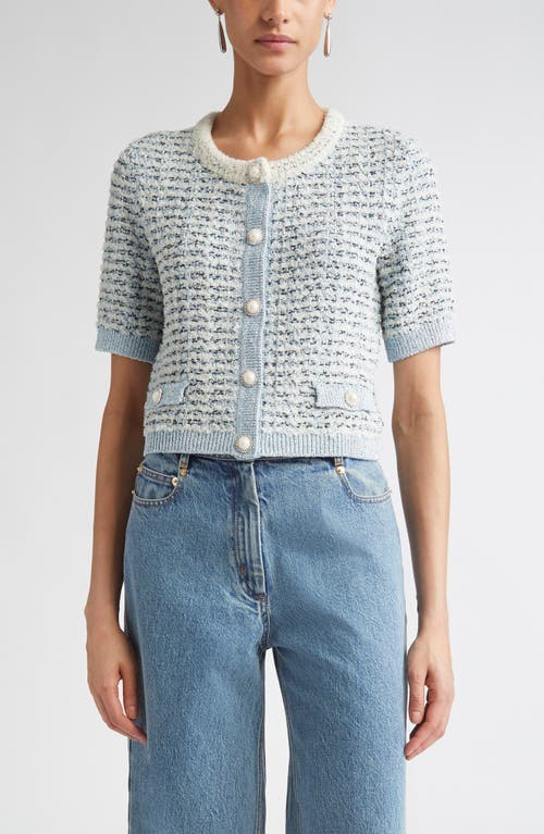St John St. John Sequin Eyelash Cardigan In Blue