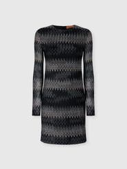 Missoni Long-sleeve Viscose Lamé Chevron Mini Dress