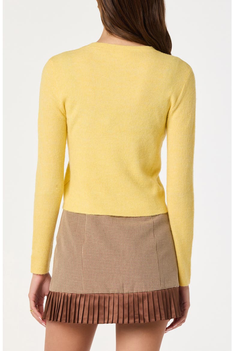 Satin Bow Knit Cardigan, Alternate, color, YELLOW
