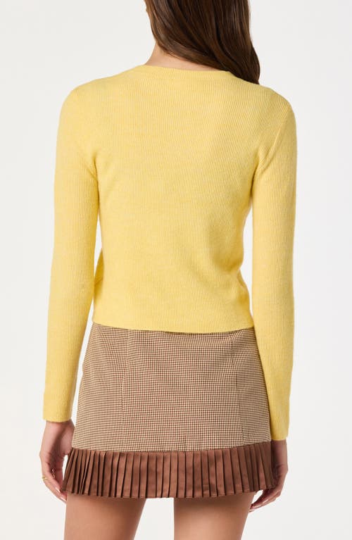 Astr The Label Satin Bow Knit Cardigan In Yellow