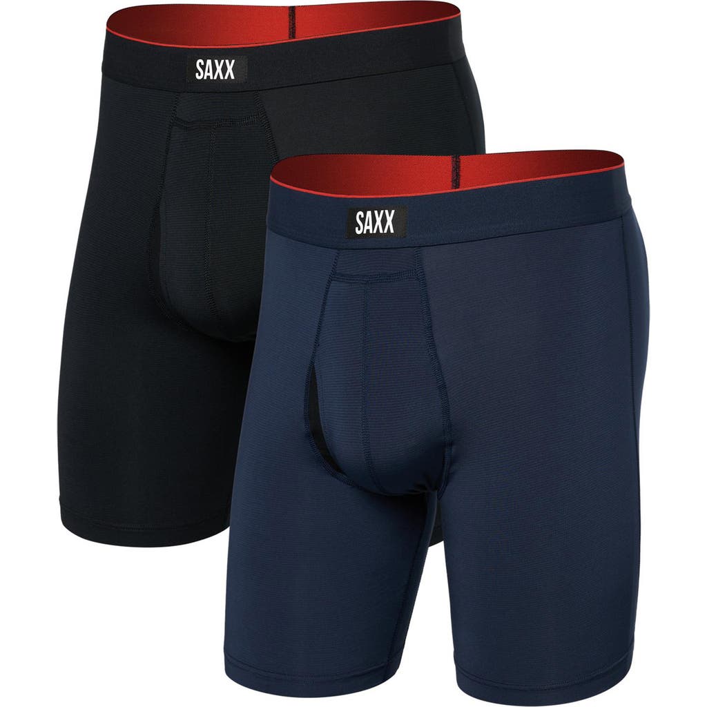 SAXX Assorted 2-Pack Multi-Sport Mesh Long Boxer Briefs in Navy/Black  product