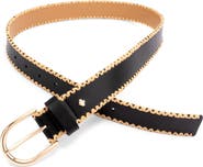 Kate Spade New York straw edge leather belt
