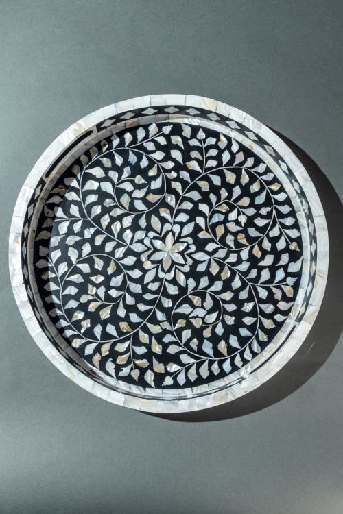 Gauri Kohli Jodhpur Round Tray In Blue