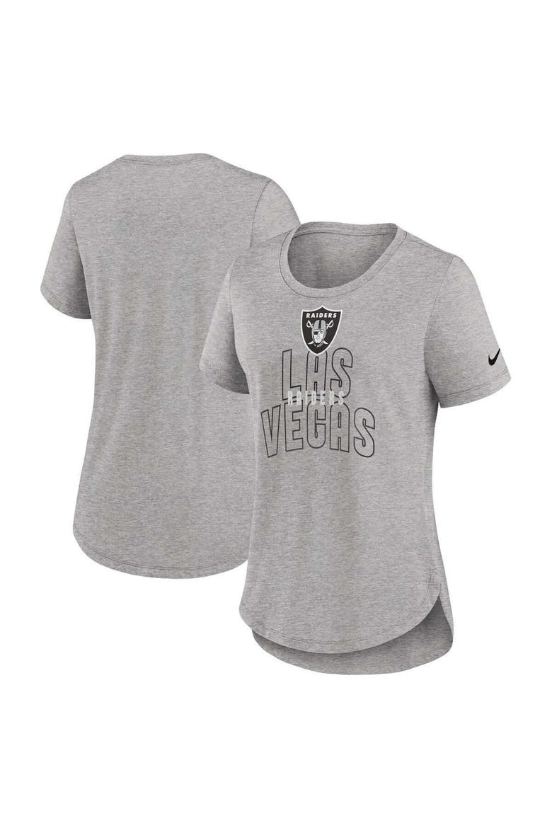 Women's Nike Heather Gray Las Vegas Raiders Fashion Tri-Blend T-Shirt, Main, color, Heather Gray