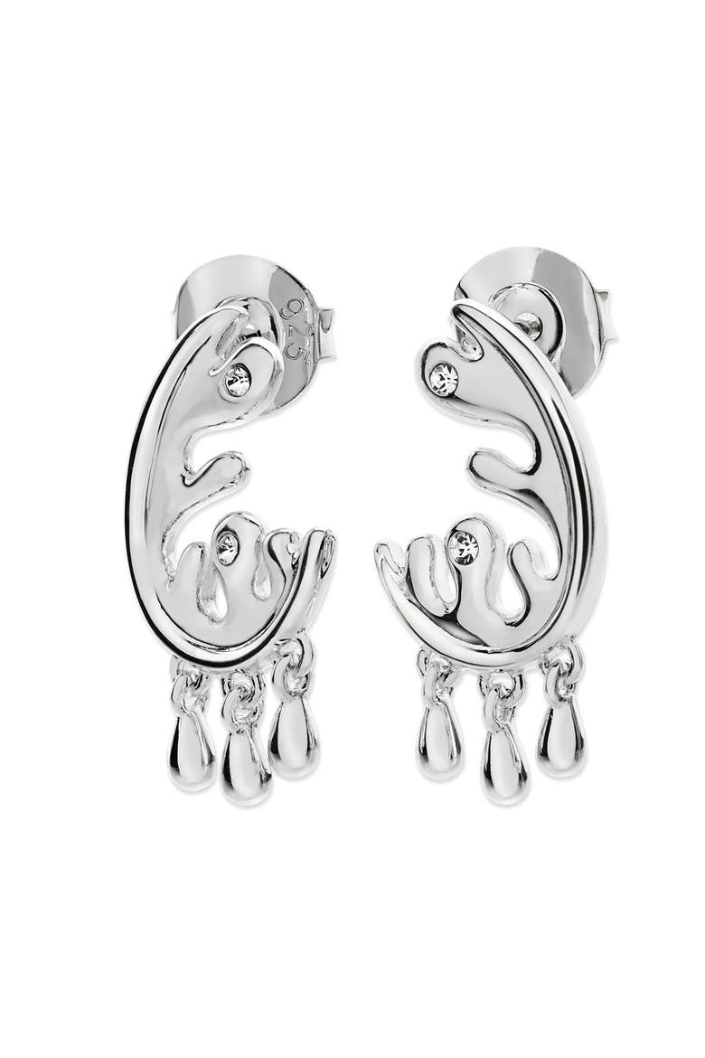 Wave Studs with Drips Earrings, Main, color, Sterling Silver