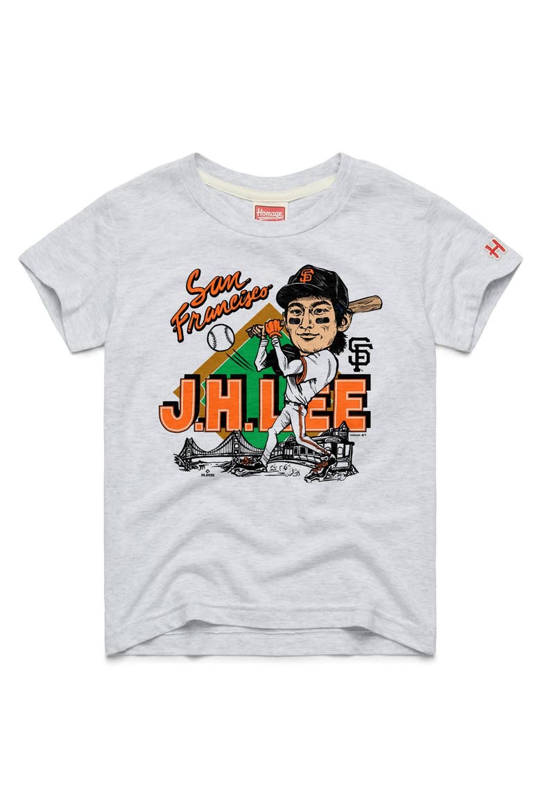 Youth Homage Jung Hoo Lee Ash San Francisco Giants Player Graphic Tri-Blend T-Shirt, Main, color, Ash