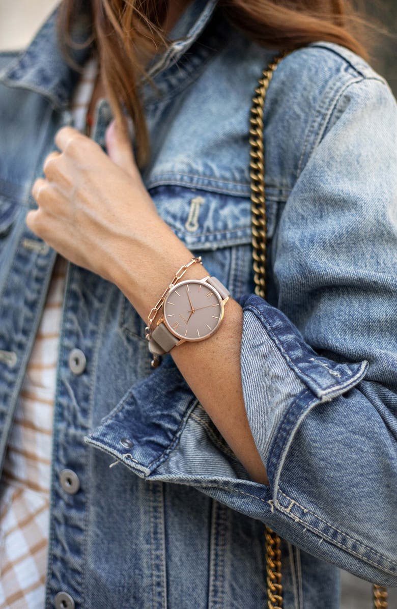 Vincero Eros Leather Strap Watch, 38mm, Alternate, color, Rose Taupe