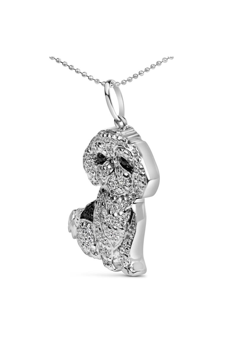 Silver 1/2 Cttw White and Black Diamond Shih Tzu Dog 18" Pendant Necklace, Alternate, color, White