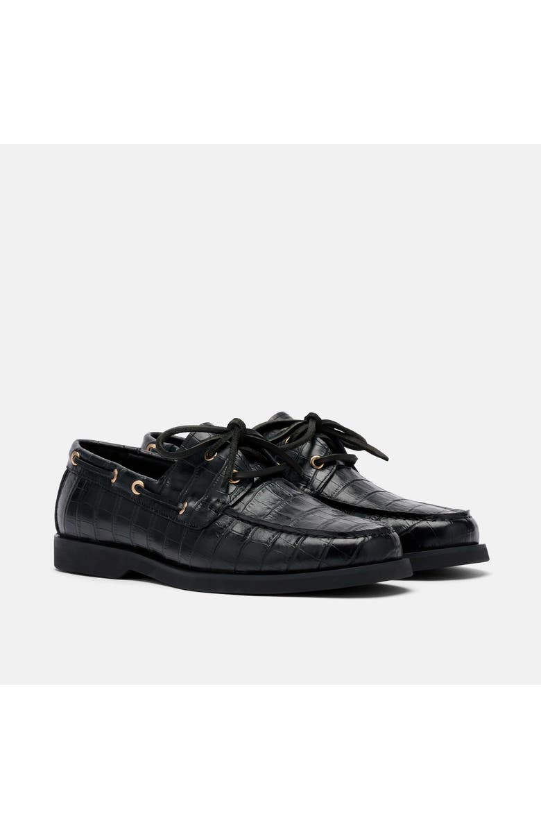 MARC NOLAN Ms. Capri Black Croc Leather Boat Shoes, Alternate, color, Black