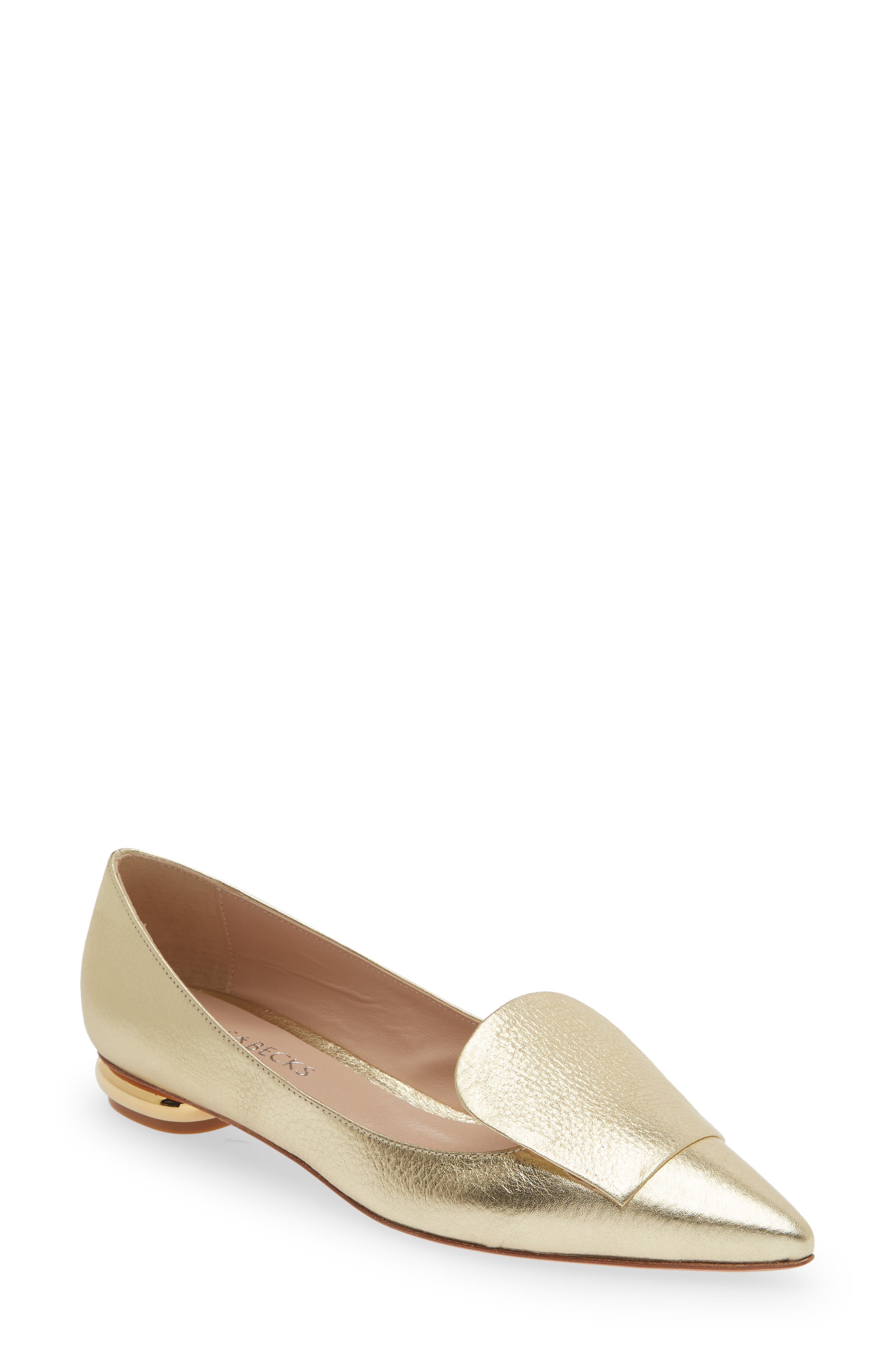Lia Pointed Toe Loafer, Main, color, GOLD