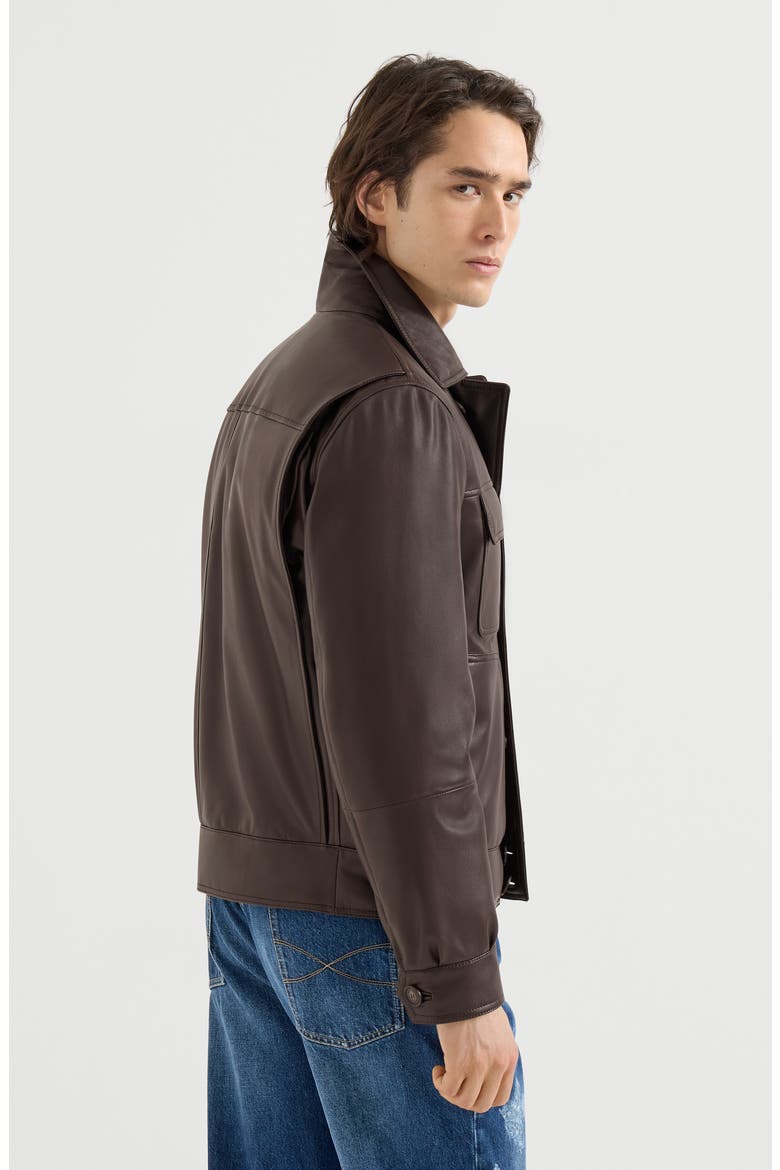Nappa leather outerwear jacket with Thermore® padding, Alternate, color, Coffee