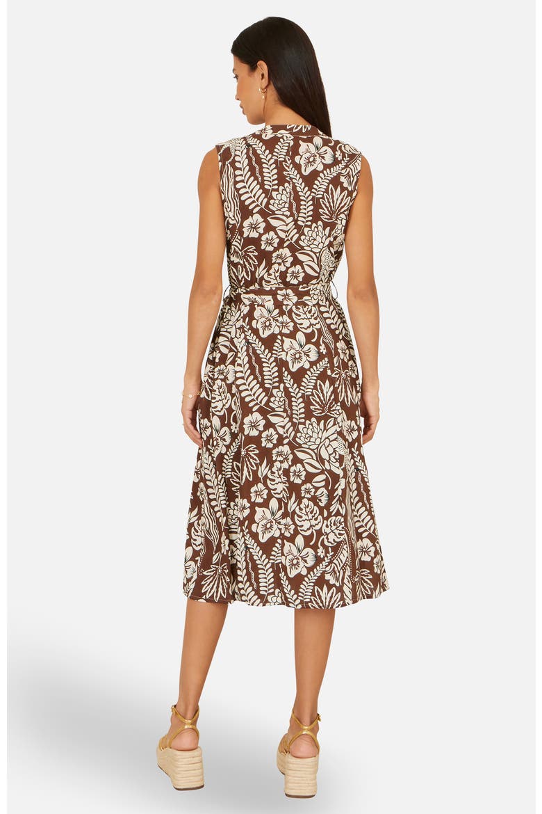 Leaf Print Shirt Dress, Alternate, color, Brown