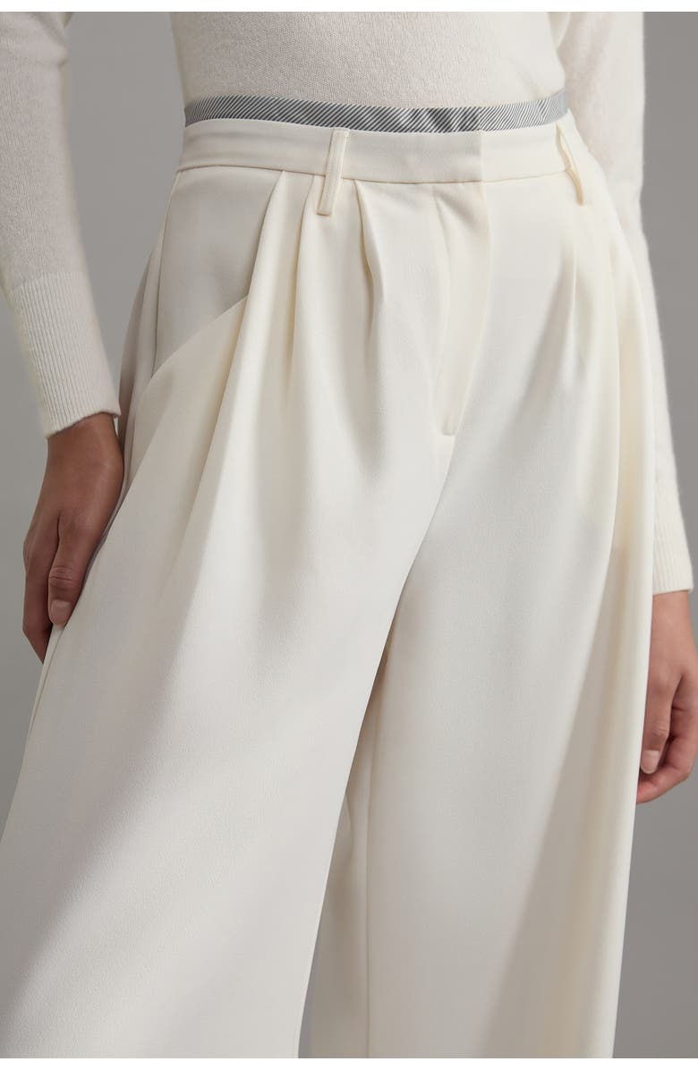 Karen Millen Pleat Detail Wide Leg Pants, Alternate, color, Ivory