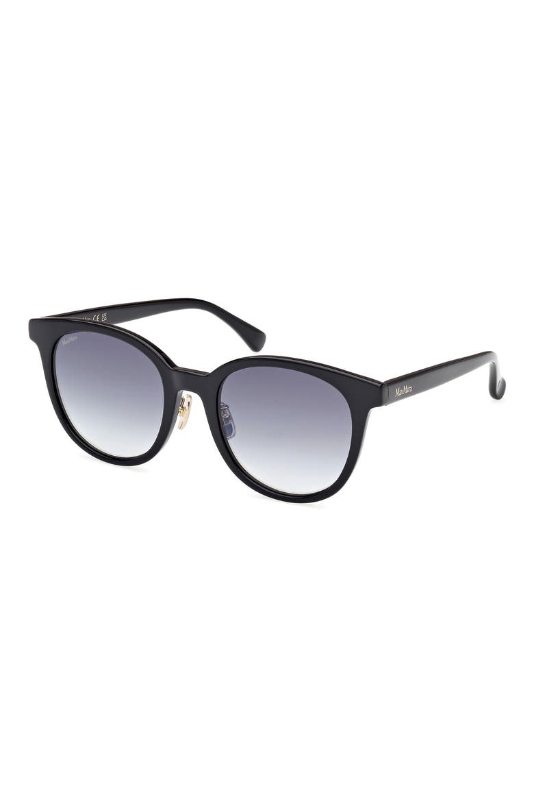54mm Round Sunglasses, Alternate, color, SHINY BLACK / GRADIENT SMOKE