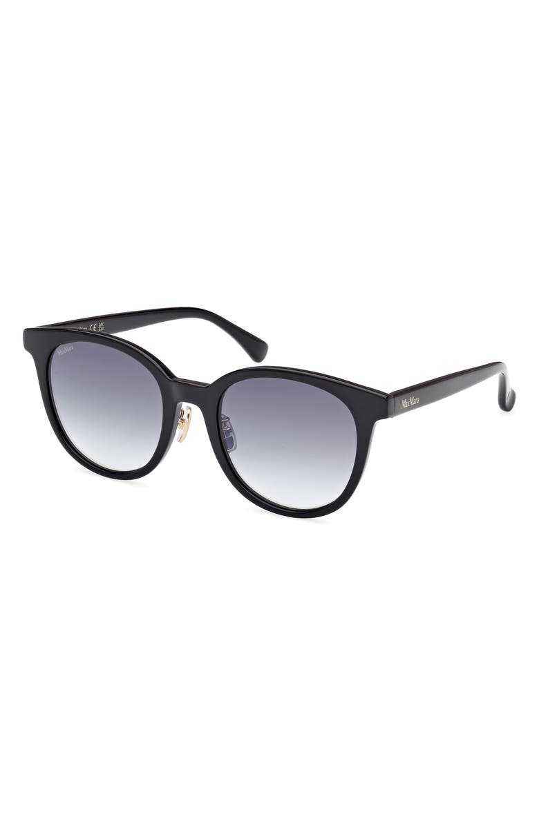 Max Mara 54mm Round Sunglasses, Alternate, color, Shiny Black / Gradient Smoke