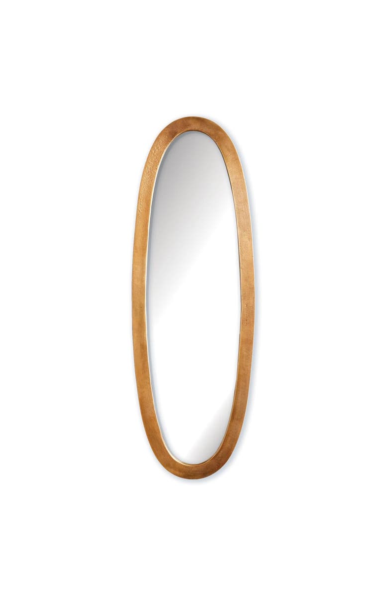 Napa Home & Garden Lamelle Antique Brass Tall Oval Glass Mirror 13" x 40", Main, color, Brown