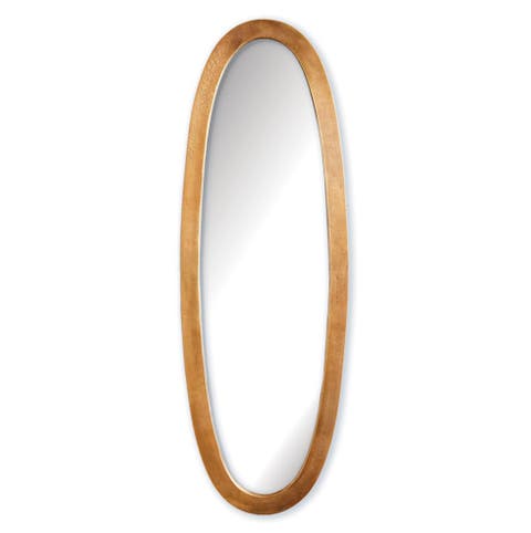Lamelle Antique Brass Tall Oval Glass Mirror 13" x 40"